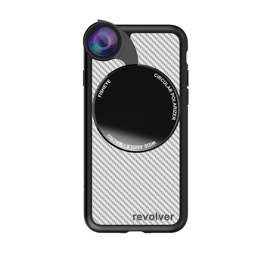 iPhone 7 / 8 / SE 2020 Revolver M Series Lens Kit - Carbon Fiber (White)
