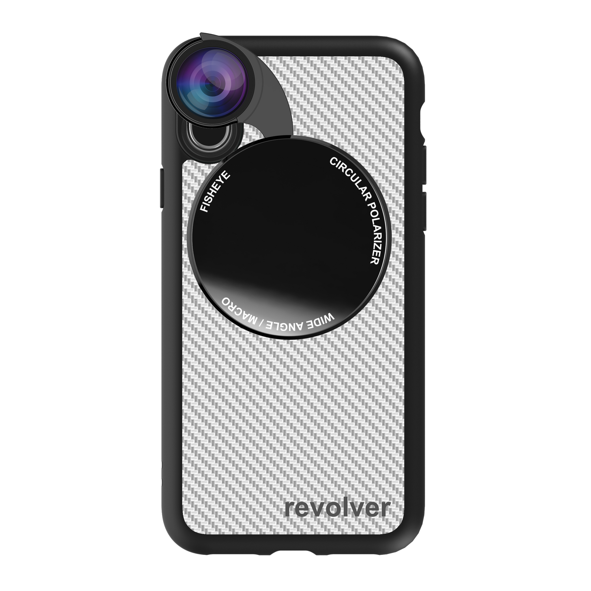 iPhone X / XS Revolver M Series Lens Kit - Carbon Fiber (White)