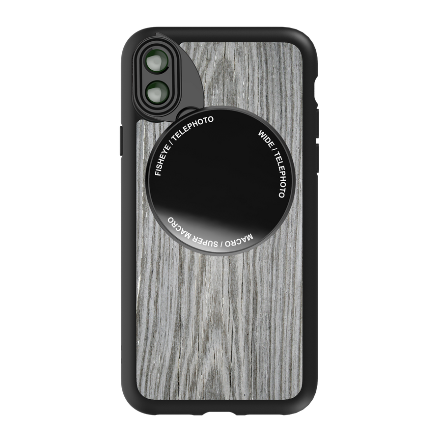 iPhone X / XS Revolver M Series Lens Kit - Grey Wood Pattern