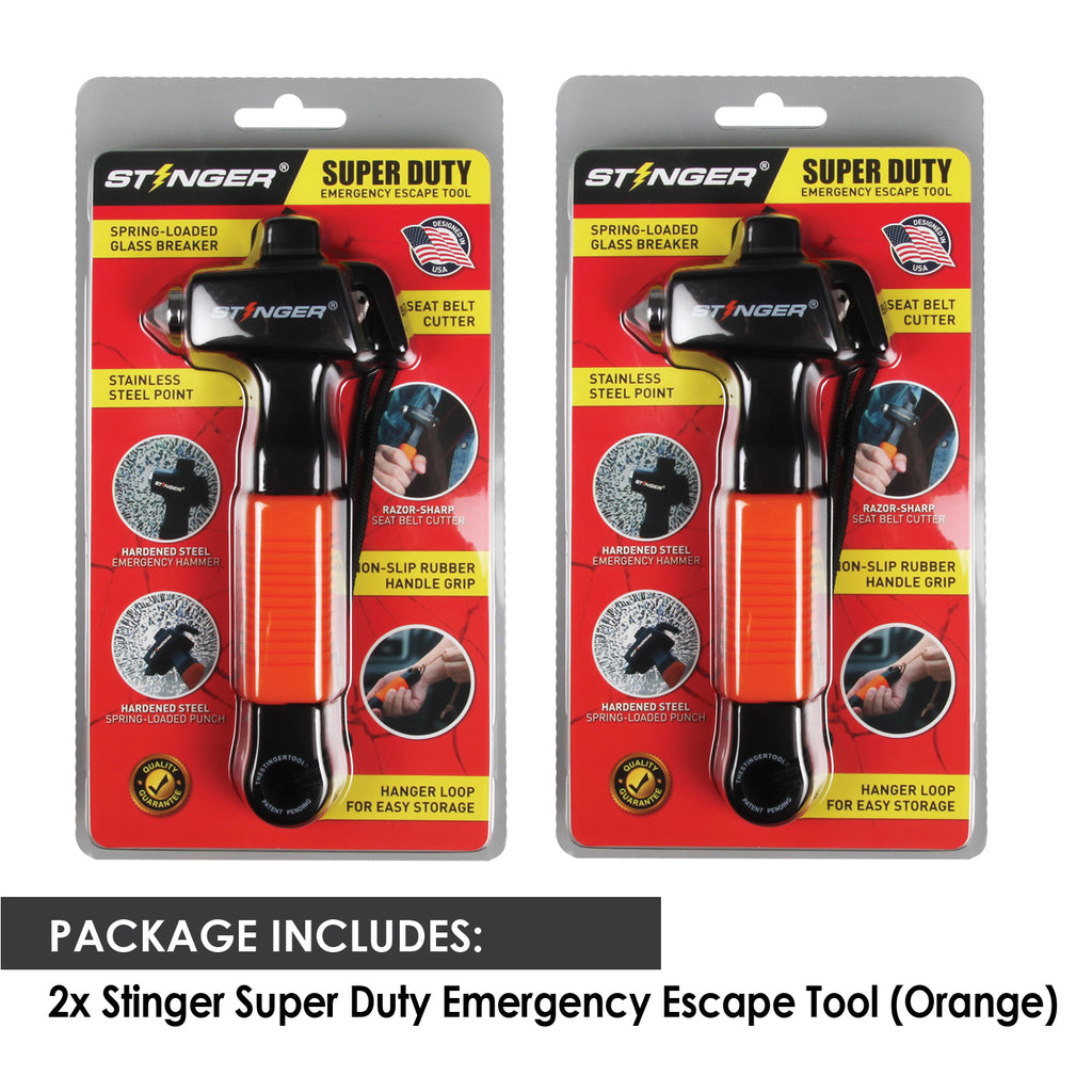 BodyGard Auto Emergency Hammer Escape Tool with Glass Breaker, 3-in-1,  Orange in Color